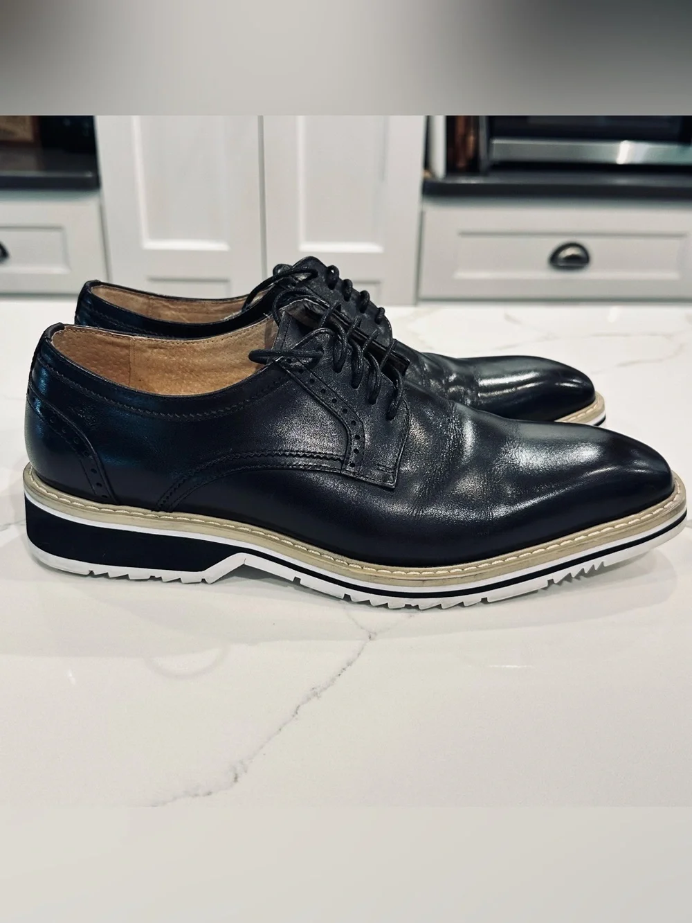 Stacy Adams Barringer Black Leather Plain Toe Oxford Dress Shoes Mens 9.5